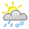 Tagsymbol, Symbolcode "q", Sonne, Wolken, Schneeregen