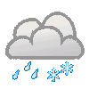 Tagsymbol, Symbolcode "r", Wolken, Schneeregen ohne Sonne